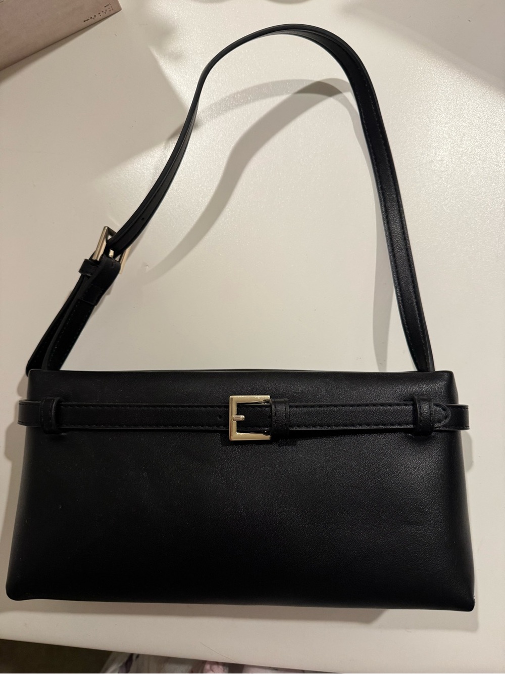 Abercrombie & Fitch Classic faux Black Leather Shoulder Bag with silver Buckle